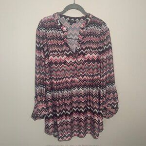 Cocomo Women Plus Chevron Geometric Zig Zag Knit Pullover Tunic Top - Size 2X